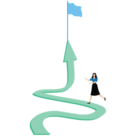 Young woman Reaching goal  Illustration