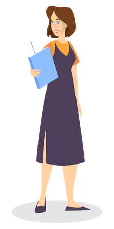 Young woman reading book Illustration