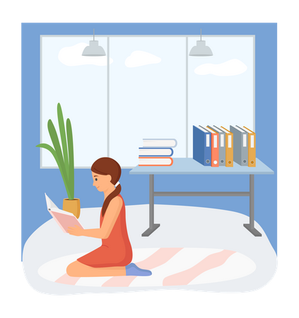 Young woman reading book  Illustration