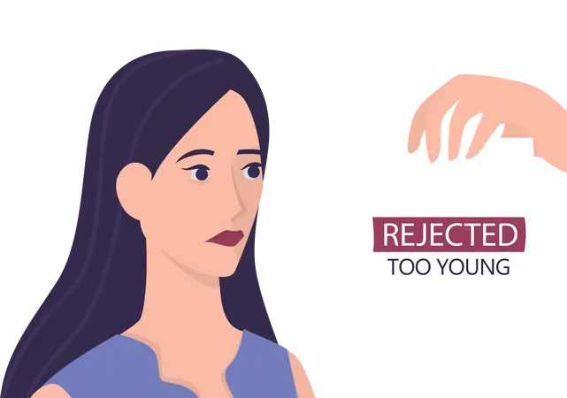 Young woman received rejection for job Illustration