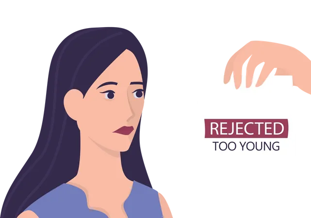 Young woman received rejection for job  Illustration