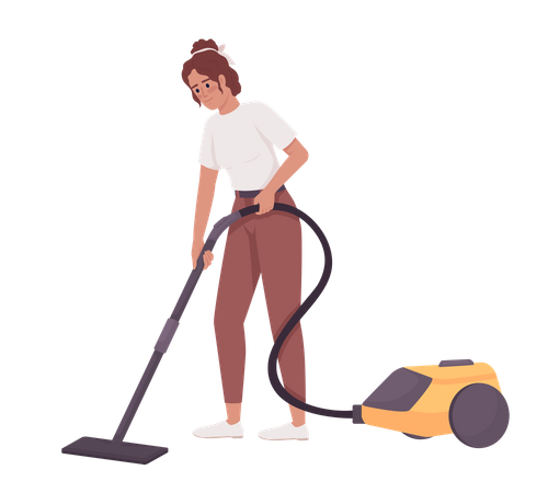 Young woman removing dirt with vacuum cleaner Illustration