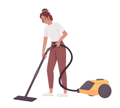 Young woman removing dirt with vacuum cleaner  Illustration