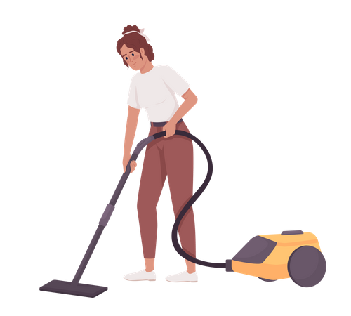 Young woman removing dirt with vacuum cleaner  Illustration