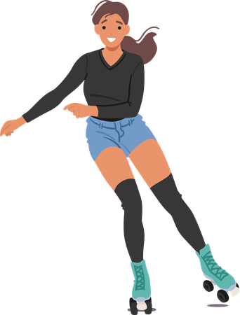 Young Woman Roller Skating With Grace And Confidence  Illustration