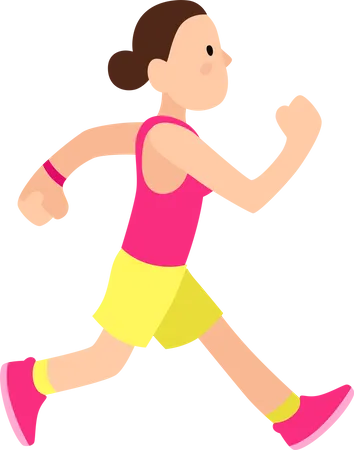 Young Woman Running Marathon  Illustration