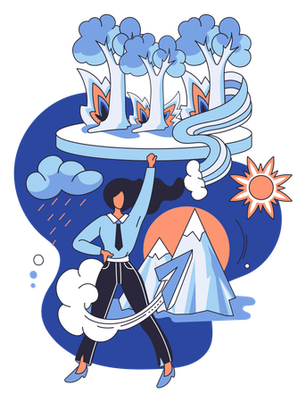 Young woman saving planet  Illustration