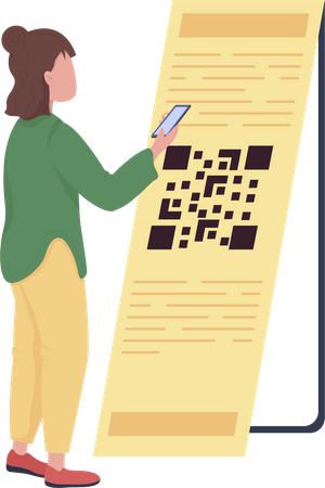 Young woman scanning QR code Illustration