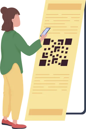 Young woman scanning QR code Illustration