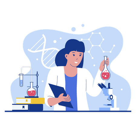 Young woman Scientist work in laboratory  Illustration