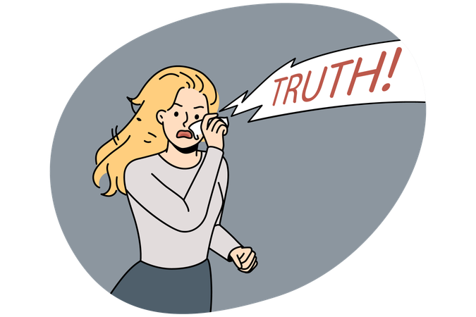 Young woman scream protest for truth  Illustration