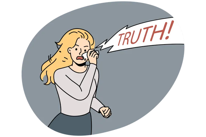 Young woman scream protest for truth  Illustration