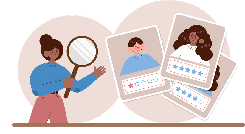 Young woman selecting best candidate  Illustration