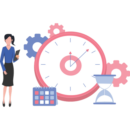 Young woman setting time  Illustration