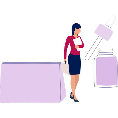 Young woman showing beauty serum  Illustration