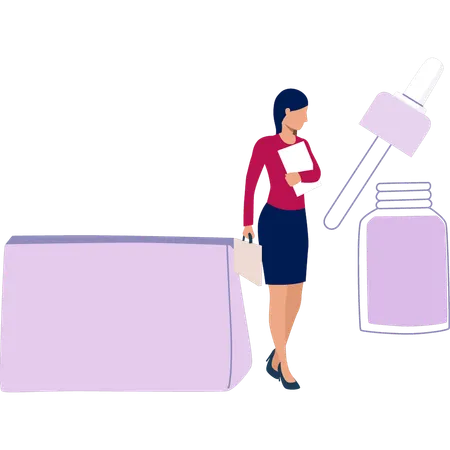 Young woman showing beauty serum  Illustration
