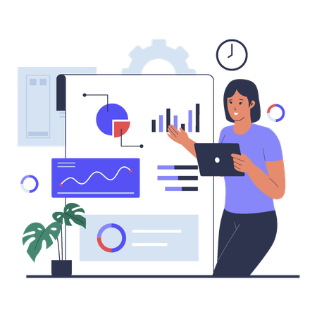 Young woman showing business analysis  Illustration