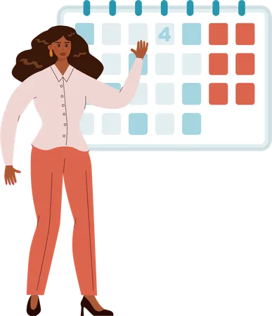 Young woman showing business calendar  Illustration