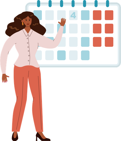 Young woman showing business calendar  Illustration