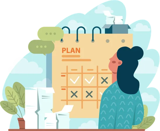 Young woman showing business plan  Illustration