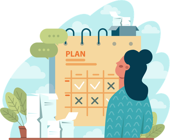 Young woman showing business plan  Illustration