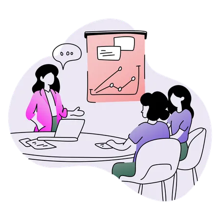 Young woman showing business presentation  Illustration