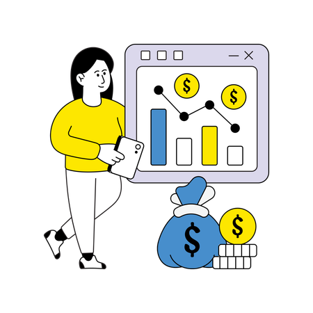 Young woman showing Drop In Income  Illustration