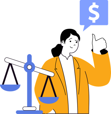 Young woman showing financial law  Illustration