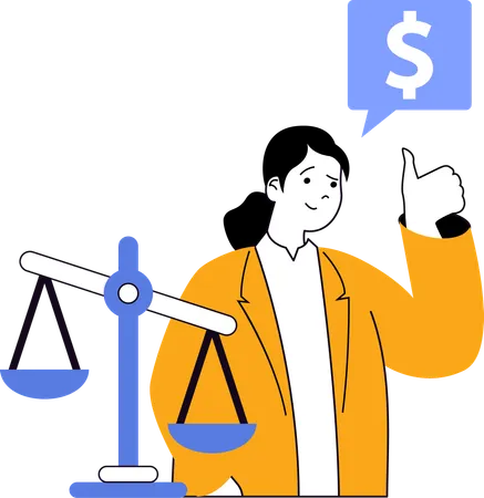 Young woman showing financial law  Illustration