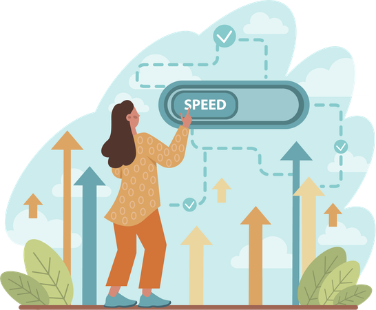 Young woman showing growth speed  Illustration