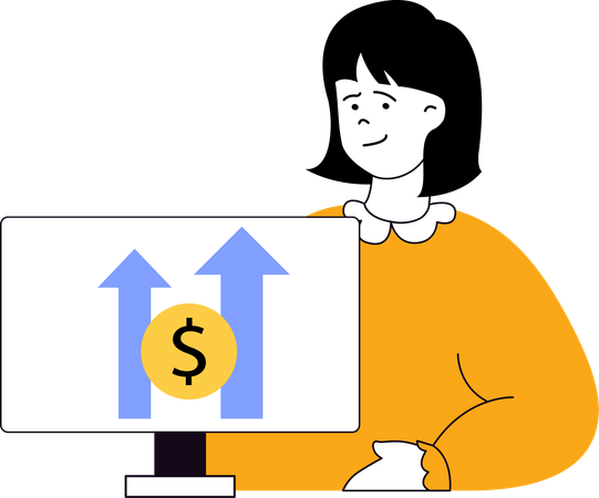 Young woman showing profit growth  Illustration