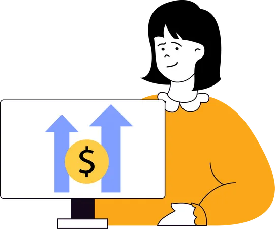 Young woman showing profit growth  Illustration