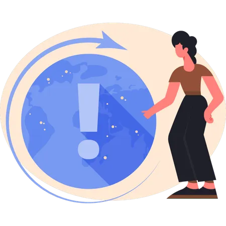 リロード情報を示す若い女性  イラスト