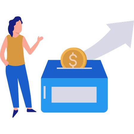 Young Woman Showing Saving Money Growth  Illustration