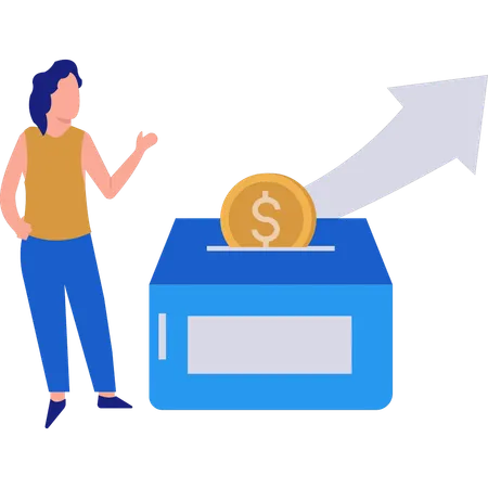 Young Woman Showing Saving Money Growth  Illustration