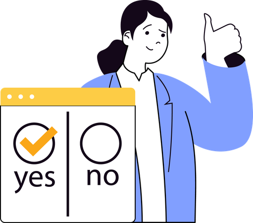 Young woman showing thumbs up while giving positive vote  Illustration