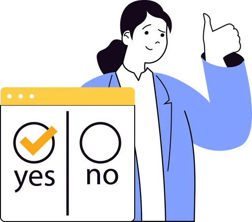 Young woman showing thumbs up while giving positive vote  Illustration