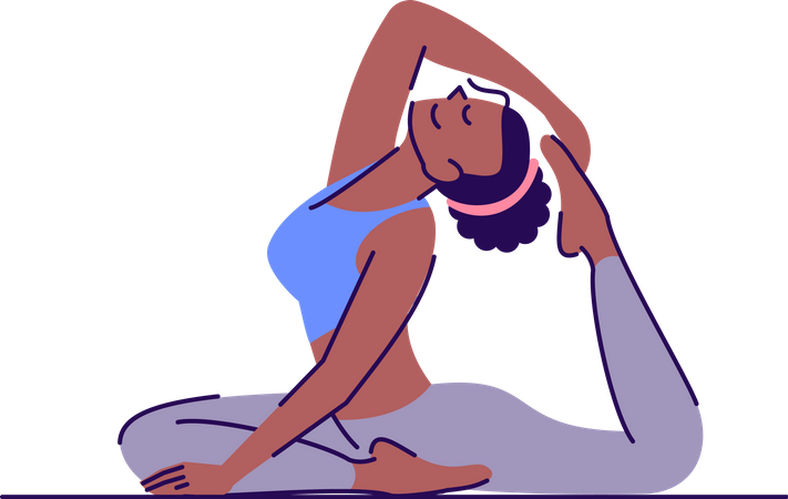 Young woman sitting in one legged king pigeon pose  Illustration