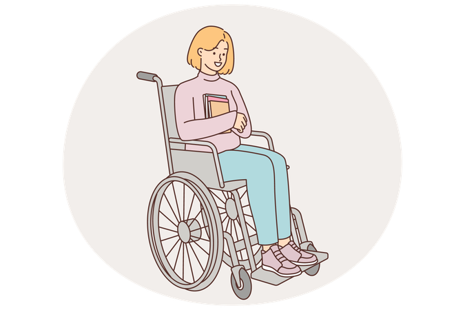 Young woman sitting in wheelchair  Illustration