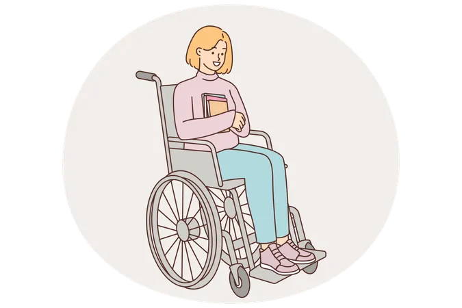 Young woman sitting in wheelchair  Illustration