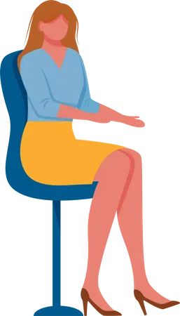 Young woman sitting on chair Illustration
