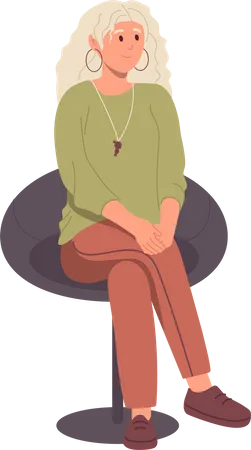 Young woman sitting on chair  イラスト