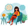 sitting reading illustration