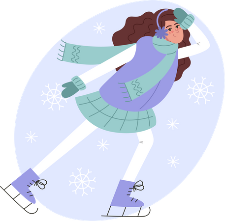 Young woman skating winter  Illustration