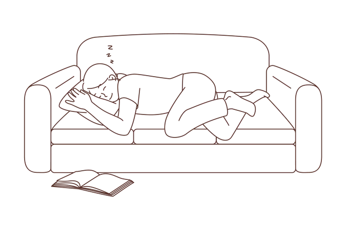 Young woman sleeping on sofa  Illustration