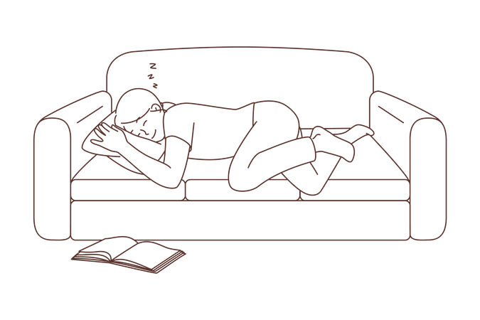 Young woman sleeping on sofa  Illustration