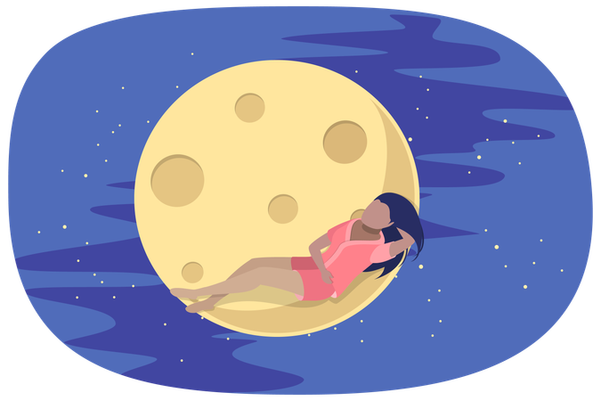 Young Woman Sleeping while having clam dreaming  Illustration