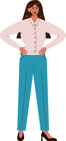 Young woman standing while putting hands on waist  Illustration