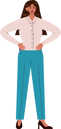 Young woman standing while putting hands on waist  Illustration