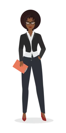 Young woman standing with clipboard  Illustration